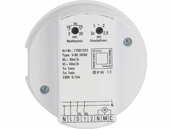 Steuerbaustein EVENES Typ V-NE30/60 2-stufig mit Nachlauf+Einschalt- verzögerung
