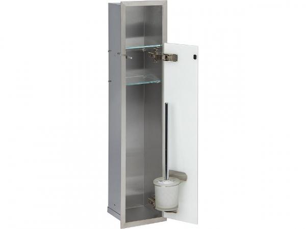 WC Wandcontainer Unterputz, 1 weiße Glastür, 1 Papierrollenfach, 1 Leerfach, BxH: 180x825 mm, Anschlag rechts, Einbaucontainer Wandnische Ed