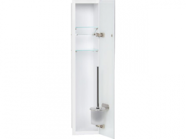WC-Wandcontainer Weiß besch. Flat 800 1 weiße Glastüre recht