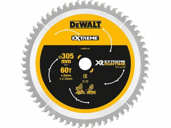 DeWalt Kreissägeblatt XR Extreme Runtime, ø 305x30 mm 60 Zähnen