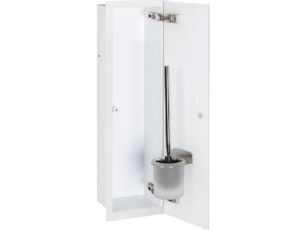 WC-Wandcontainer Flat Weiß pulverbeschichtet 450 1 weiße Glastüre rechts
