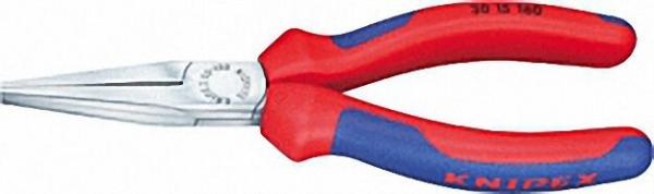 Langbeckzange verchromt mit zweifarbigen Mehrkomponenten Griffhüllen lange flache Backen 160mm