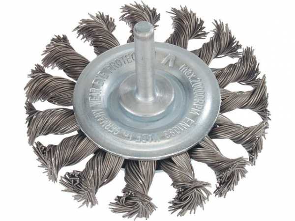 Zopfrundbürste Durchmesser 75 mit 6mm Schaft, Stahldraht rostfrei 0,5 mm