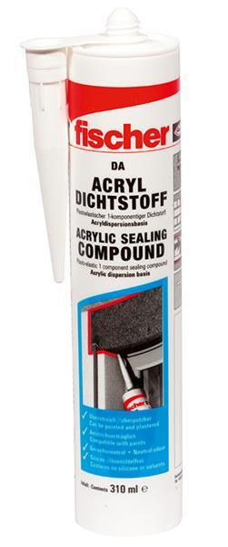 Fischer Acryl Dichtstoff grau DA 310 ml Acryldichtstoff für Fugen im Innenbereich 53111