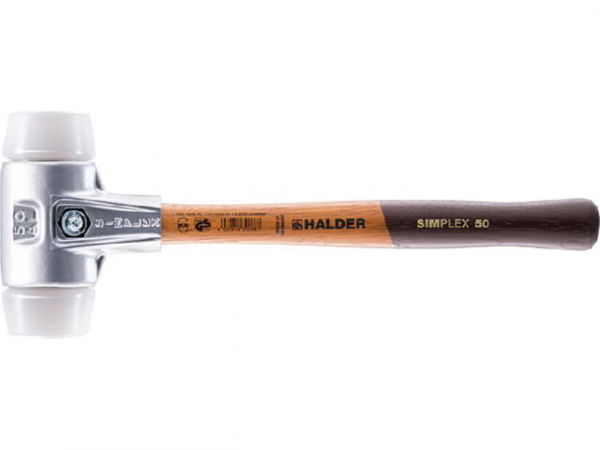 SIMPLEX-Schonhammer Halder mit Aluminiumgehäuse und Holzstiel, Superplastik, Ø 40 mm