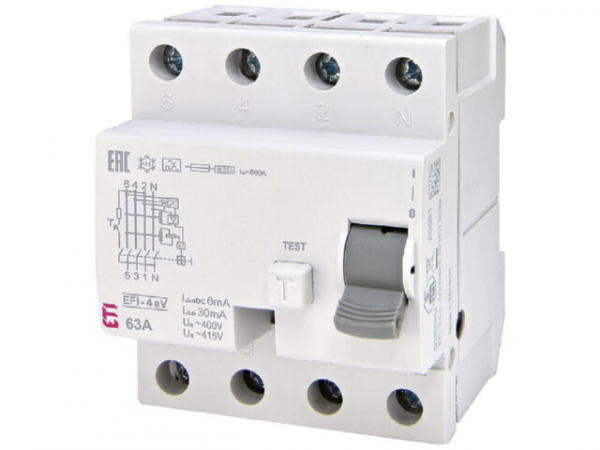 ETI FI-Schalter EFI-4 eV, eMobility, 4-polig, 63A, 0,03A, Typ A