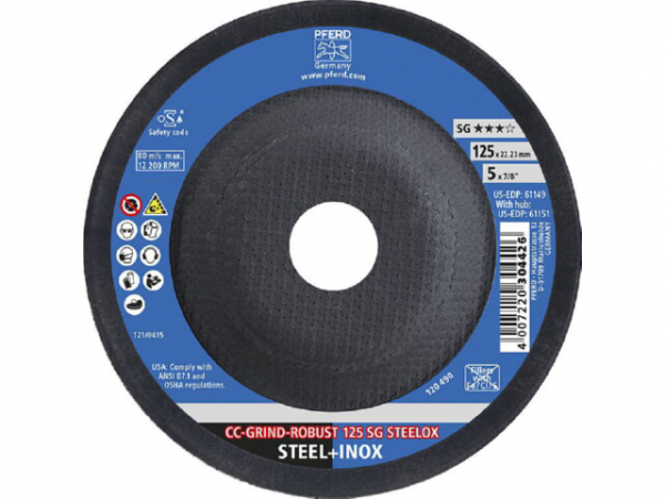 Schleifscheibe Pferd SG, d 125 x 22,23, für Stahl/Edelstahl