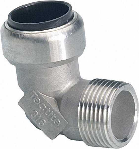 Edelstahl-Steckfitting Übergangswinkel 90° (i/AG) 15 x 1/2''