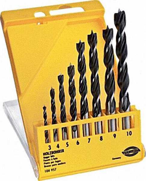 Holzspiralbohrer-Set D= 3, 4, 5, 6, 7, 8, 9, 10mm 8-teilig in Kunststoffkassette