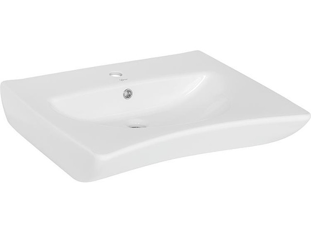 Waschtisch Elida aus Keramik weiß, mit 1 Hahnloch, BxHxT:660x155x550mm Waschtisch Elida aus Keramik weiß, mit 1 Hahnloch, BxHxT:660x155x550mm
