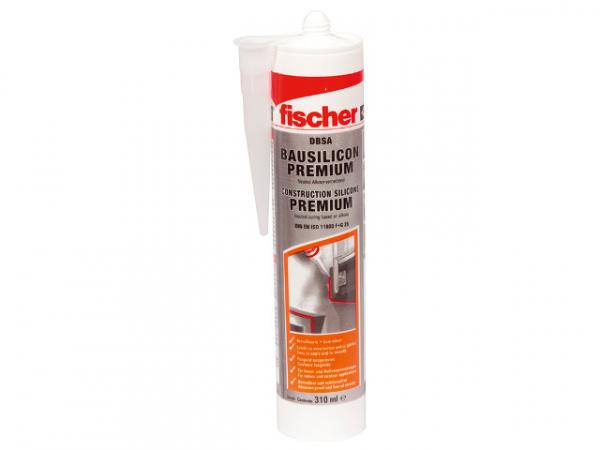 Fischer Premium Bau Silikon schiefergrau DBSA 310 ml geruchsarme hochwertige Bausilicon hohem Haftspektrum, 512213