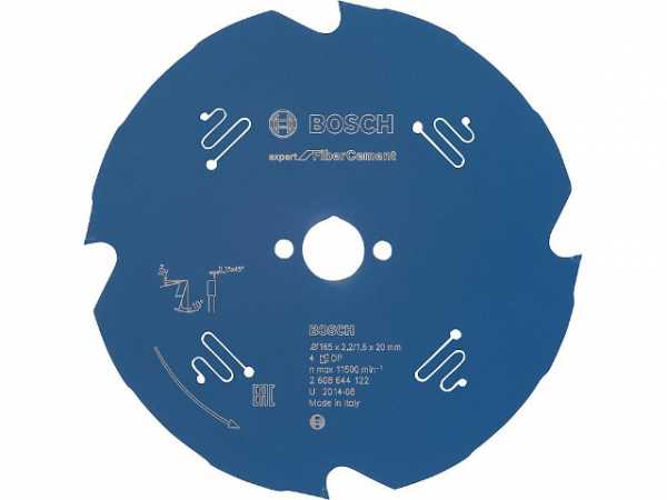 Kreissägeblatt BOSCH d=165x20 mit 4 Zähnen für Faserzement