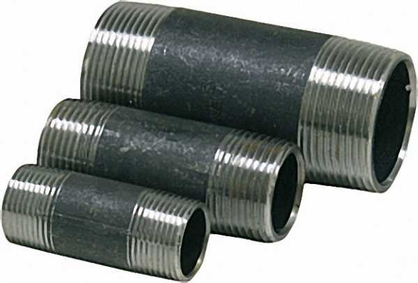 Rohrdoppelnippel, schwarz 1/2'' x 60mm (a/a) DIN 2982