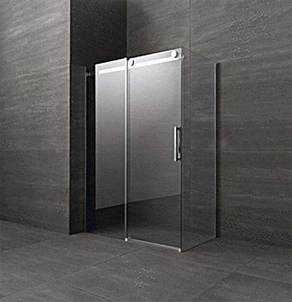 Duschkabine mit Seitenteil, Tür+Seitenteil links, Fixteil rechts, 1400x890x2000mm, Sicherheits-Glas