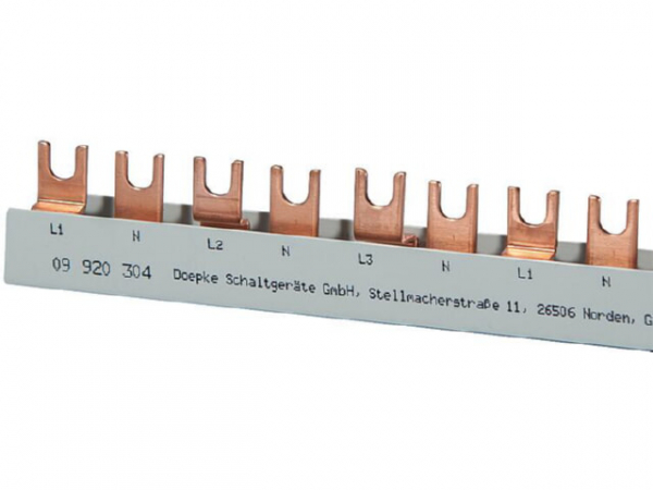Sammelschiene GM.3.54.130/16/N, 1 Meter zuschneidbar 16 mm², Gabel, 3-phasig/N