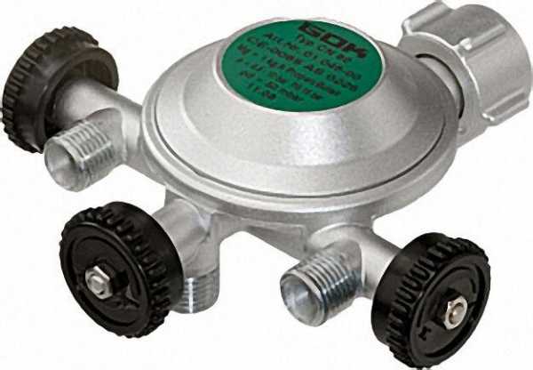 Regler Gas 1 kg/h 50 mbar PN 16 KLF x 2 Abg. G1/4 LH-KN gebördelt