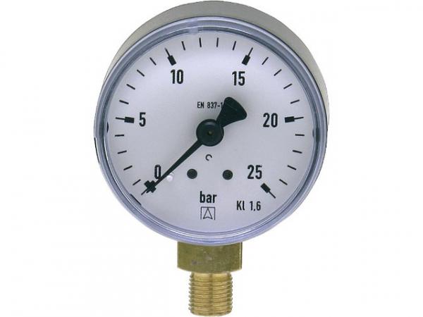 Manometer 0-25 bar, Durchmesser 50mm, 1/8" unten, DN 6 1/8" radial