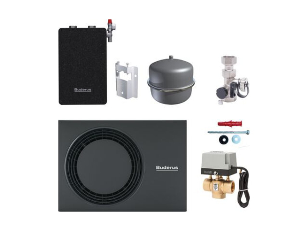 Buderus Gas-Brennwertkessel Logano plus Logaplus Paket Ergänzungsset WLW-4 MB A H ODU4 HW-Set HYC25 4 kW mit Hybridmanager HM200 Umwälzpumpe