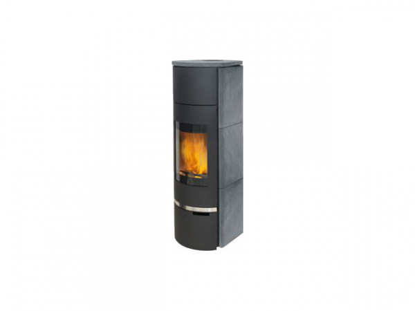 Buderus 7736601195 Kaminofen Twin, 7 kW, Seitenverkleidung Speckstein, Stahl black, Wärmespeicherrmodul