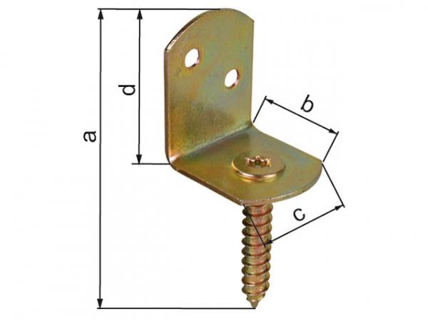 Flechtzaunhalter L-Form, 83x32mm, gelb verzinkt