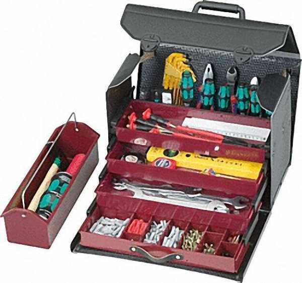 Werkzeugtasche mit Schublade 410x190x280mm 4-teilig, schwarz 43,000-561