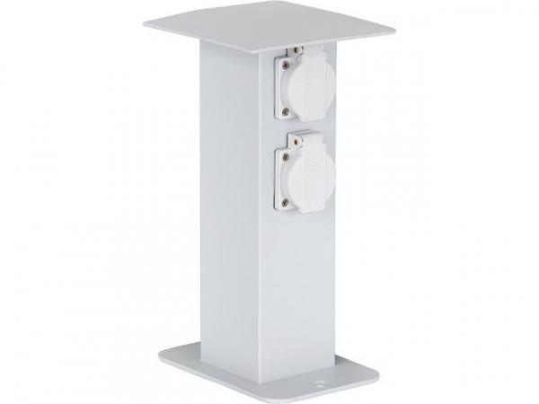 Garten-Steckdosensäule aus Alu 4x Schutzkonaktsteckdose 230V 50Hz, silbergrau, pulverbesch.