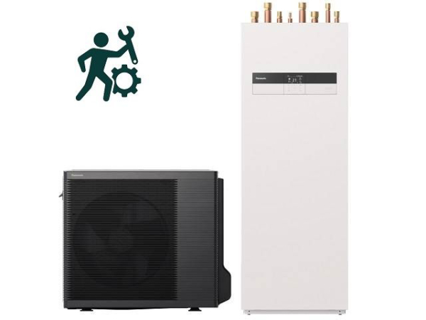Panasonic Aquarea LT 7kW 230V, R32 Luftwärmepumpe Split mit Kombi-Hydromodul 185L, FSA, E-Heizelement 3kW, Gen. K mit IBN