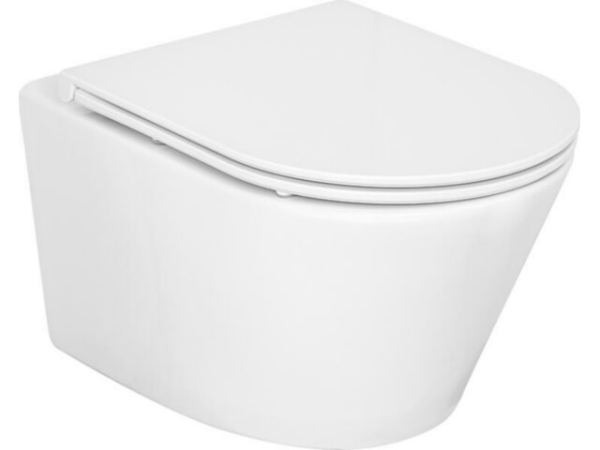 WC-Set Evenes Amur Wand-Tiefspül, spülrandlos, mit Edoma Sandwich Softclose Sitz, Keramik, Weiß