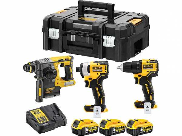 Akku-Set DeWALT 3-teilig inkl. Bohrschrauber, Schlagschrauber und Bohrhammer