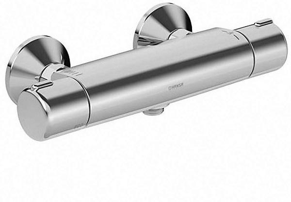 Brause-Thermostat-Batterie Hansamicra verchromt für Wandaufbau, mit Verbrühschutz