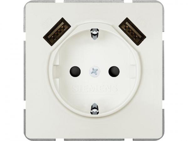 UP-Schukosteckdose mit USB Siemens 5UB1870-0TW01, titanweiß