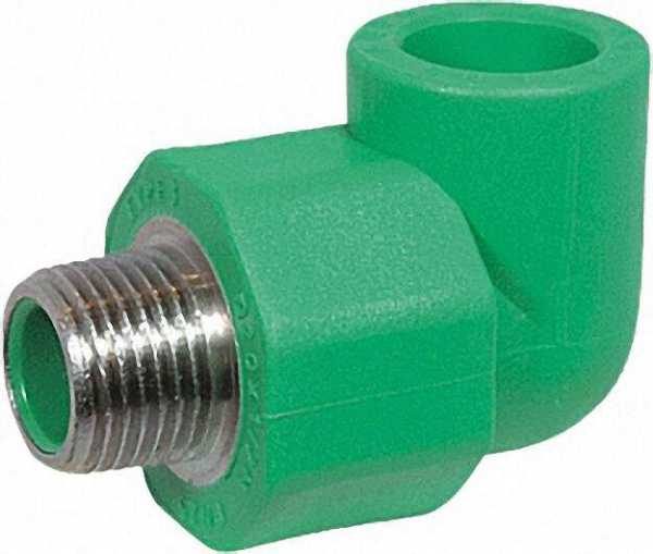 PPR Rohr Aqua-Plus Winkel AG PN25 20mm x 1/2''