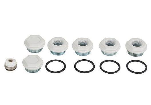 Anschluss-Stopfen-Set Tribeca Röhrenradiator, G1"x1/2",RAL9010
