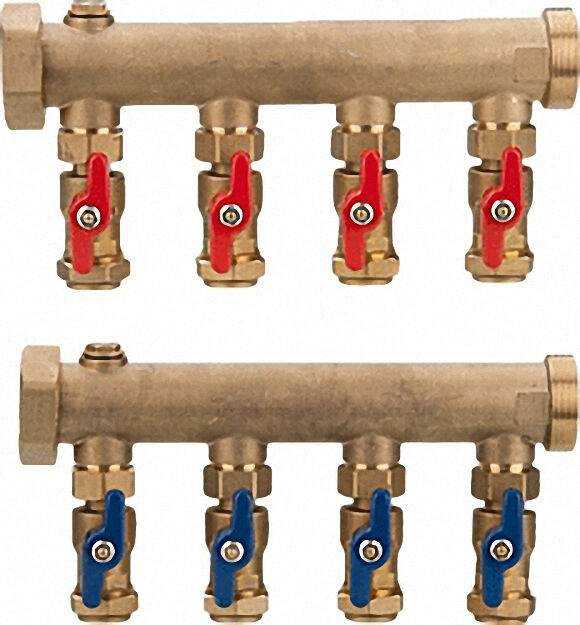 Soleverteiler DN 40 (1 1/2'') 32mm Klemmanschluss, 4 Kreise Soleverteiler DN 40 (1 1/2'') 32mm Klemmanschluss, 4 Kreise
