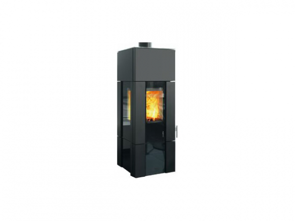 Buderus 7736661316 Kaminofen New Look F9, 6 kW, Stahl black, Glas black, HiClean-Filter