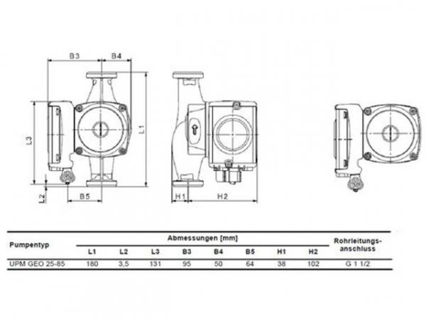 WOLF 2072016 Grundfos UPM GEO 25-85N PWM-Inv.