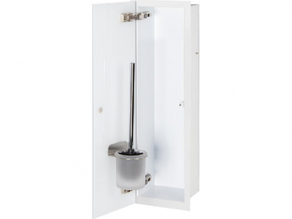 WC-Wandcontainer Flat Weiß Pulverbeschichtet 450 1 weiße Glastüre links