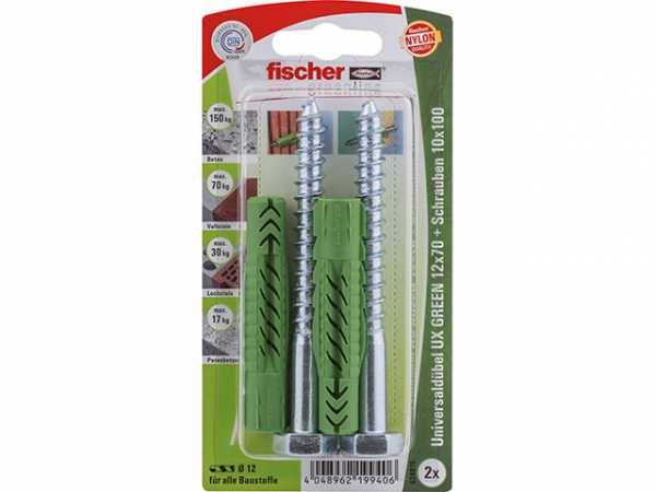 Fischer Universaldübel UX GREEN 12x70 S mit Schraube 524815 SB-Programm