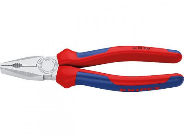 Knipex Kombizange verchromt mit zweifarbigen Mehrkomponenten- Griffhüllen Länge 200mm