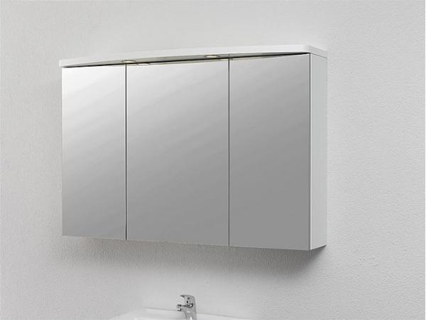 Spiegelschrank mit Beleuchtung weiß Hochglanz 3 Türen 1200x798x340mm