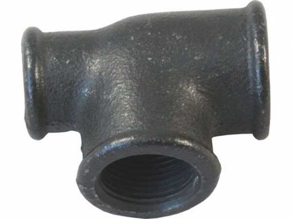 WOLF 2022223 Fitting T-Stück Nr.130 reduziertRp 3/4'-3/4' - 1/2', Schwarz verzinkt