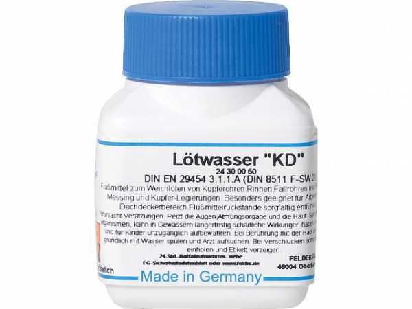 Lötwasser 'KD' 0,1 kg Flasche mit Pinseleinsatz