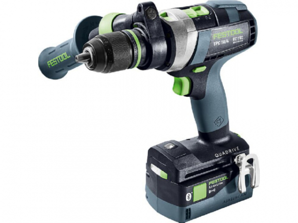 Akku-Schlagbohrschrauber Festool 18 V TPC 18/4 5,0/4,0 I-Plus QUADRIVE, mit 1x 4Ah und 1x 5Ah Akkus und Ladegerät