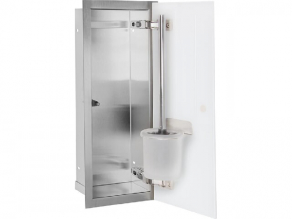 WC-Wandcontainer Edel.gebürstet Flat 450 1 weiße Glastüre recht
