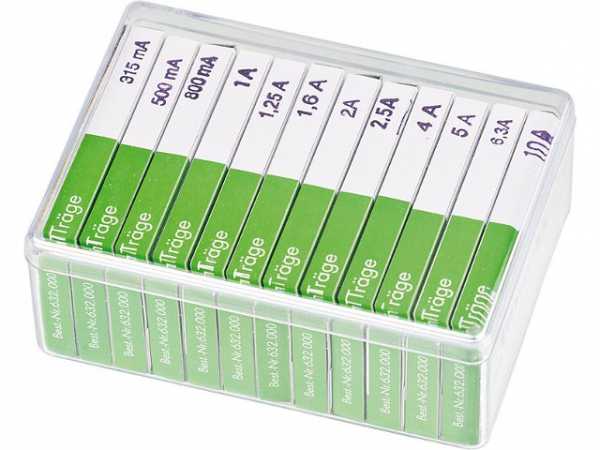 Feinsicherungssortiment träge Ausführung 6,3x32 mm 120 Stück