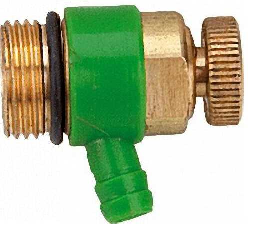 SCHLÖSSER Entleerungsventil mit O-Ring Oberfläche Messing, Auslaufring grün 1831 1/4''