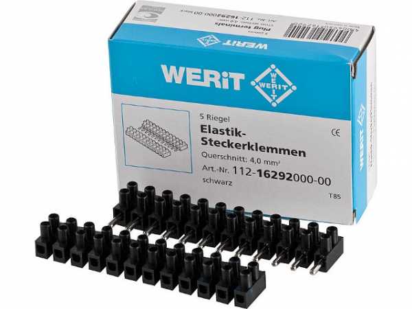 Stecker-Klemmleiste PVC 12teilig schwarz 4,0mm² 1 Beutel 5 Stück