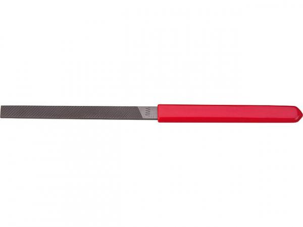 Mini Mehrzweckfeile mit Stahlgriff Hieblänge: 100 mm (Querschnitt: 10x4mm) Spezialhieb, Griff PVC überzogen