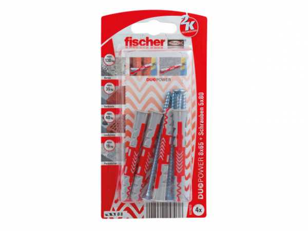 Fischer DuoPower 8x65 S mit Schraube, 537620, SB-Programm