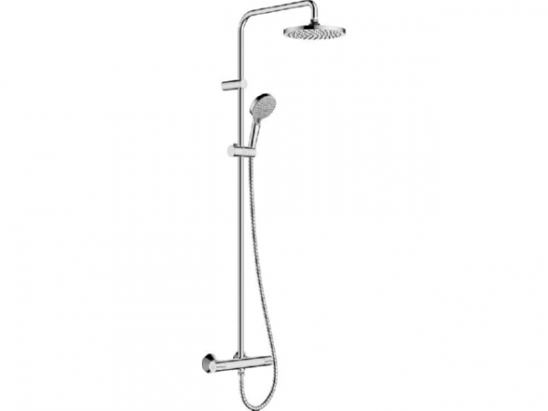 Duschsystem Hansgrohe 200 1jet Vernis Blend Handbrause, Kopfbrause Ø 205 mm und Thermostat chrom